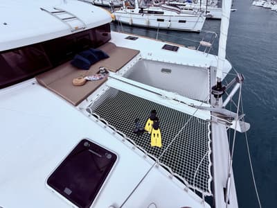 Deck of Blue Horizon, a Lagoon 40 catamaran at Municipal Unit of Ellomenos, Greece