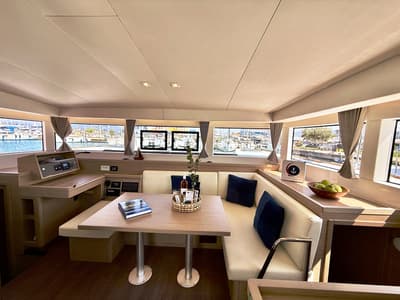 Salon of Blue Horizon, a Lagoon 40 catamaran at Municipal Unit of Ellomenos, Greece