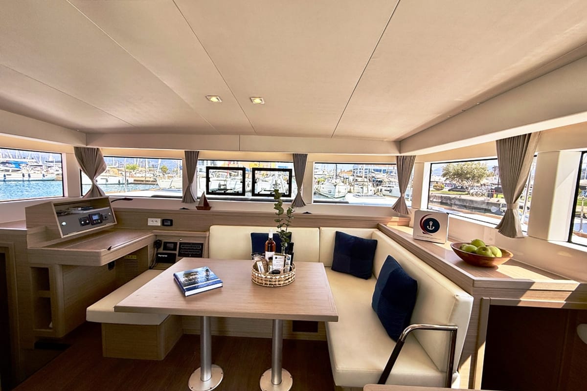 Salon of Blue Horizon, a Lagoon 40 catamaran at Municipal Unit of Ellomenos, Greece
