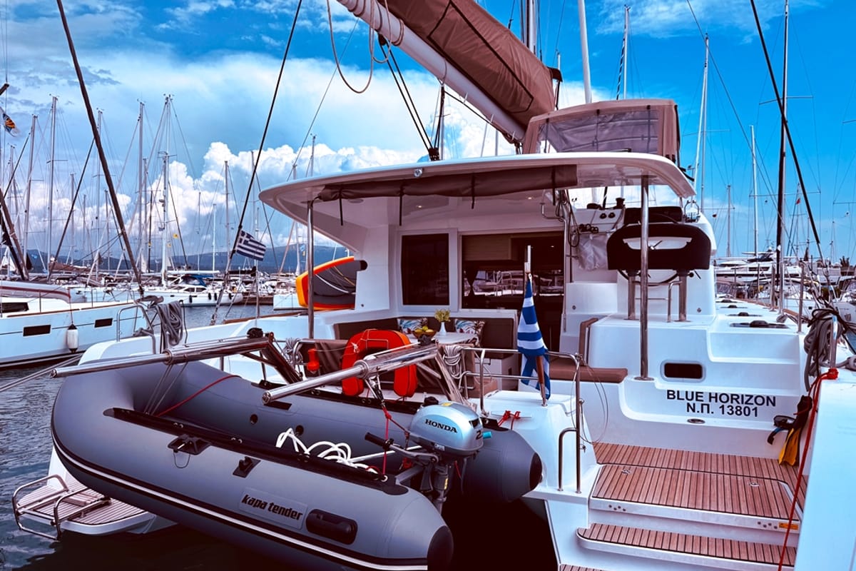 Exterior view of Blue Horizon, a Lagoon 40 catamaran at Municipal Unit of Ellomenos, Greece
