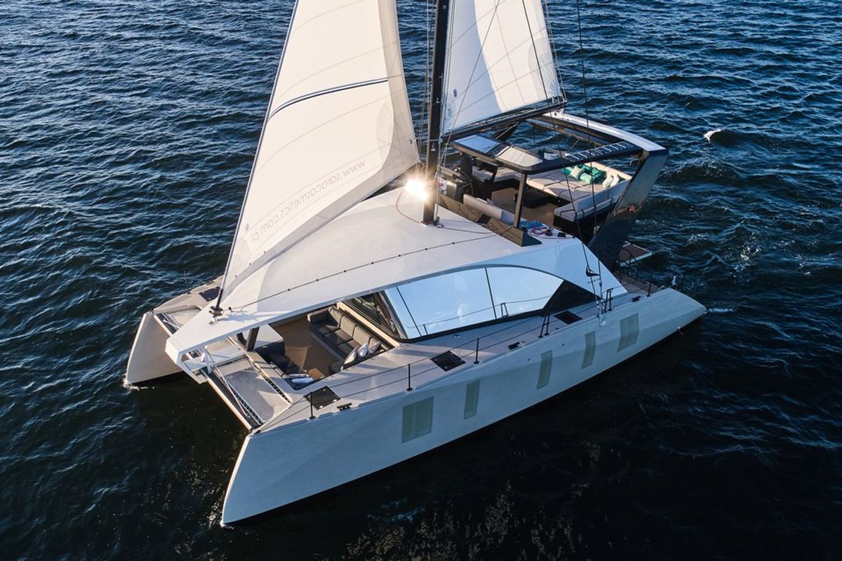 Exterior view of Wave, a Wave Catamarans Wave 50 catamaran at Olbia, Italy