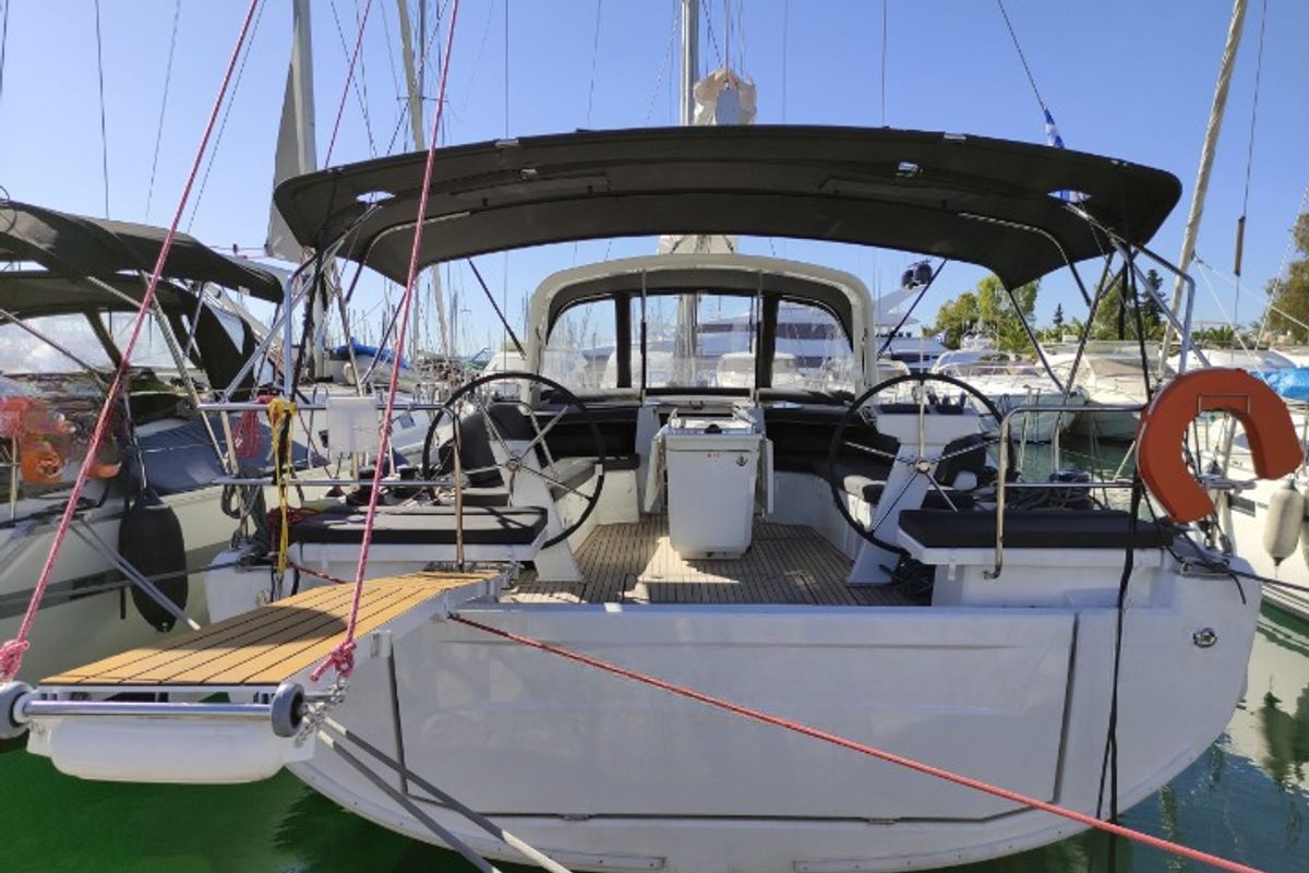 Exterior view of Athanasia, a Beneteau Oceanis 46.1 sailboat at Athens, Greece