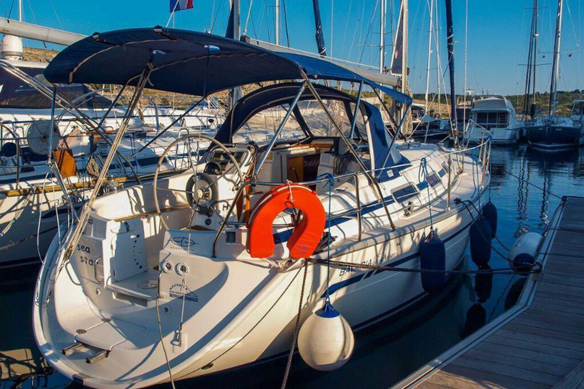 Exterior view of Sea Star, a Bavaria 32 Cruiser sailboat at Primošten, Croatia
