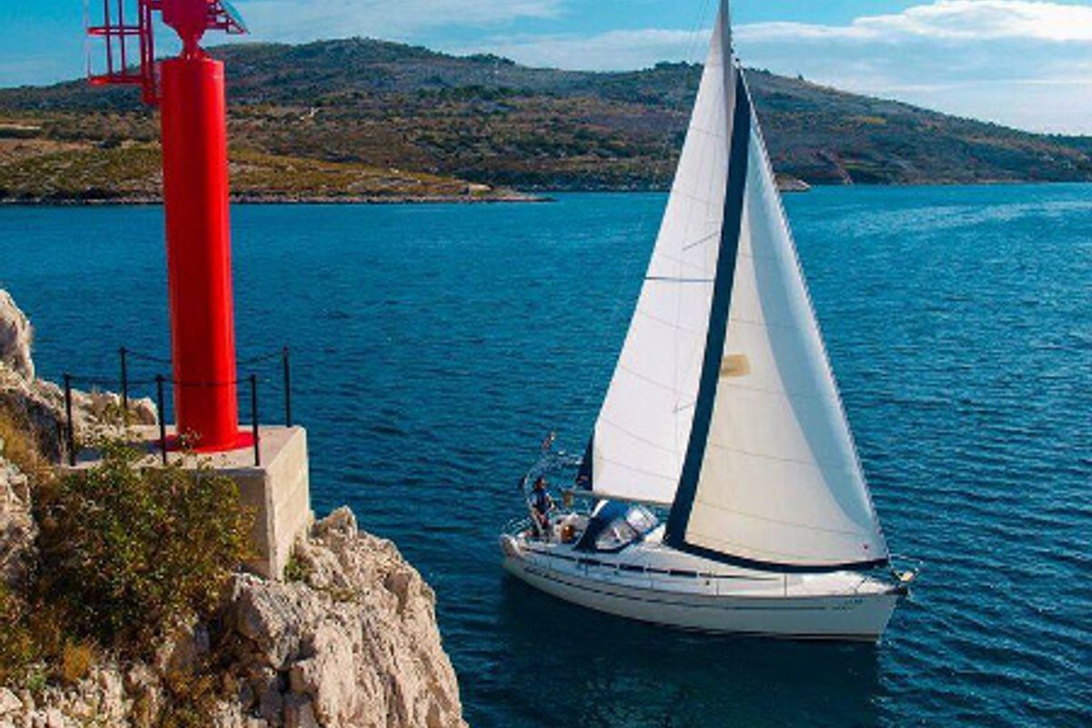Exterior view of Sea Star, a Bavaria 32 Cruiser sailboat at Primošten, Croatia