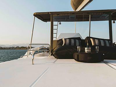 Deck of Blue Horizon, a Dufour 48 Catamaran catamaran at Preveza, Greece