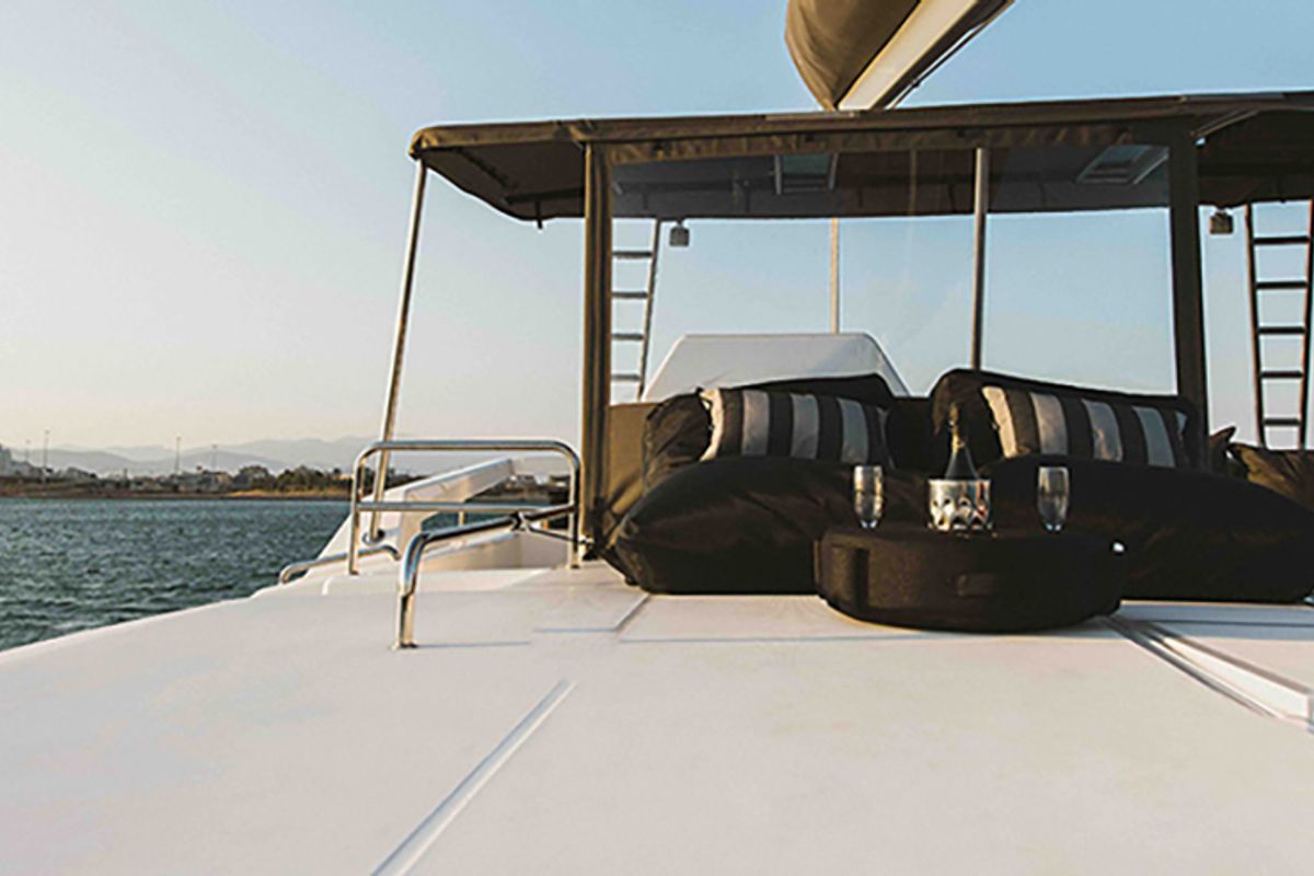 Deck of Blue Horizon, a Dufour 48 Catamaran catamaran at Preveza, Greece