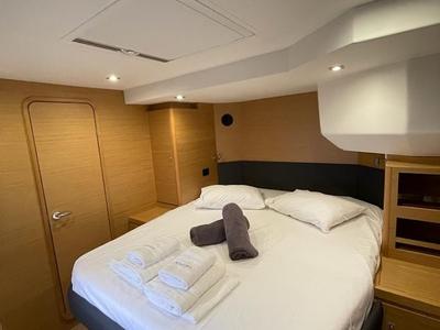 Cabin on Blue Horizon, a Dufour 48 Catamaran catamaran at Preveza, Greece