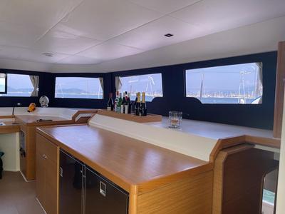 Salon of Blue Horizon, a Dufour 48 Catamaran catamaran at Preveza, Greece