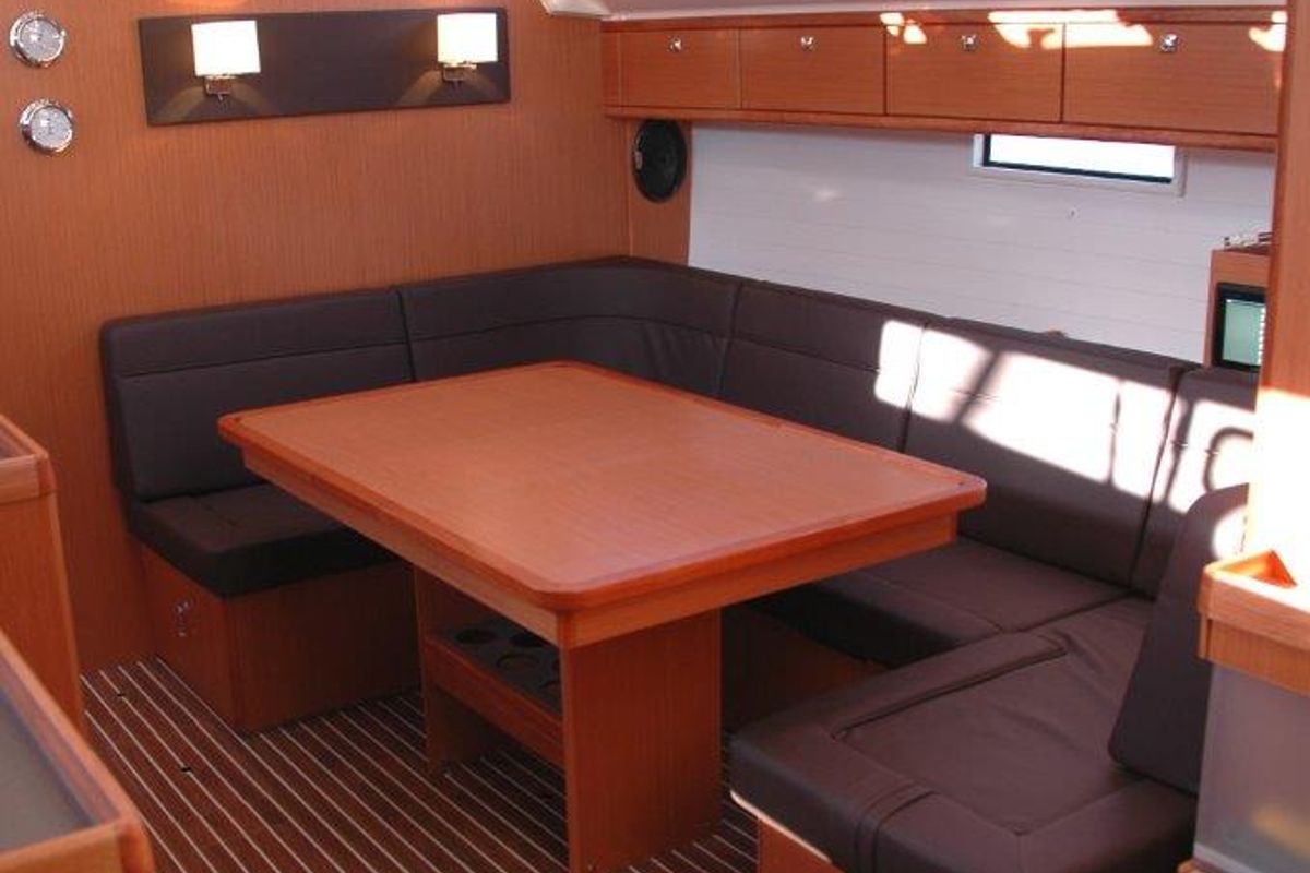 Salon of Fenice, a Bavaria Cruiser 46 sailboat at Olbia, Italy