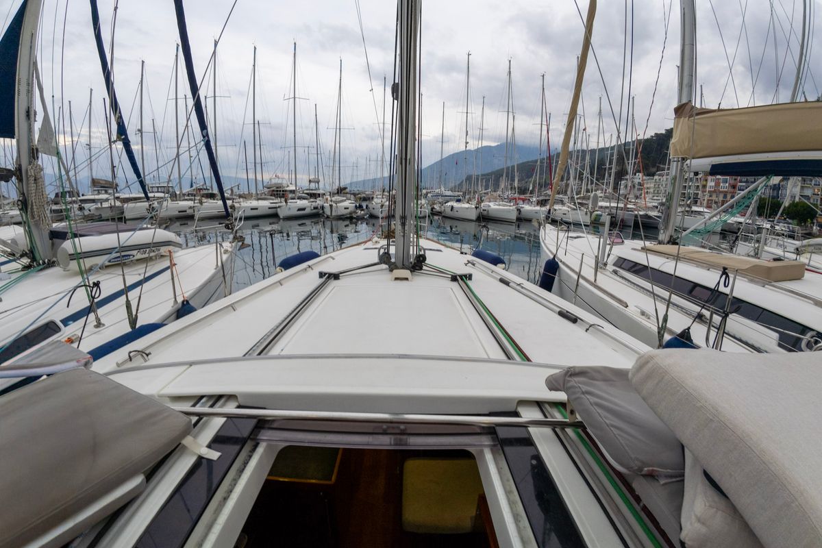 Exterior view of Comfort, a Beneteau Oceanis 41 sailboat at Fethiye, Turkey