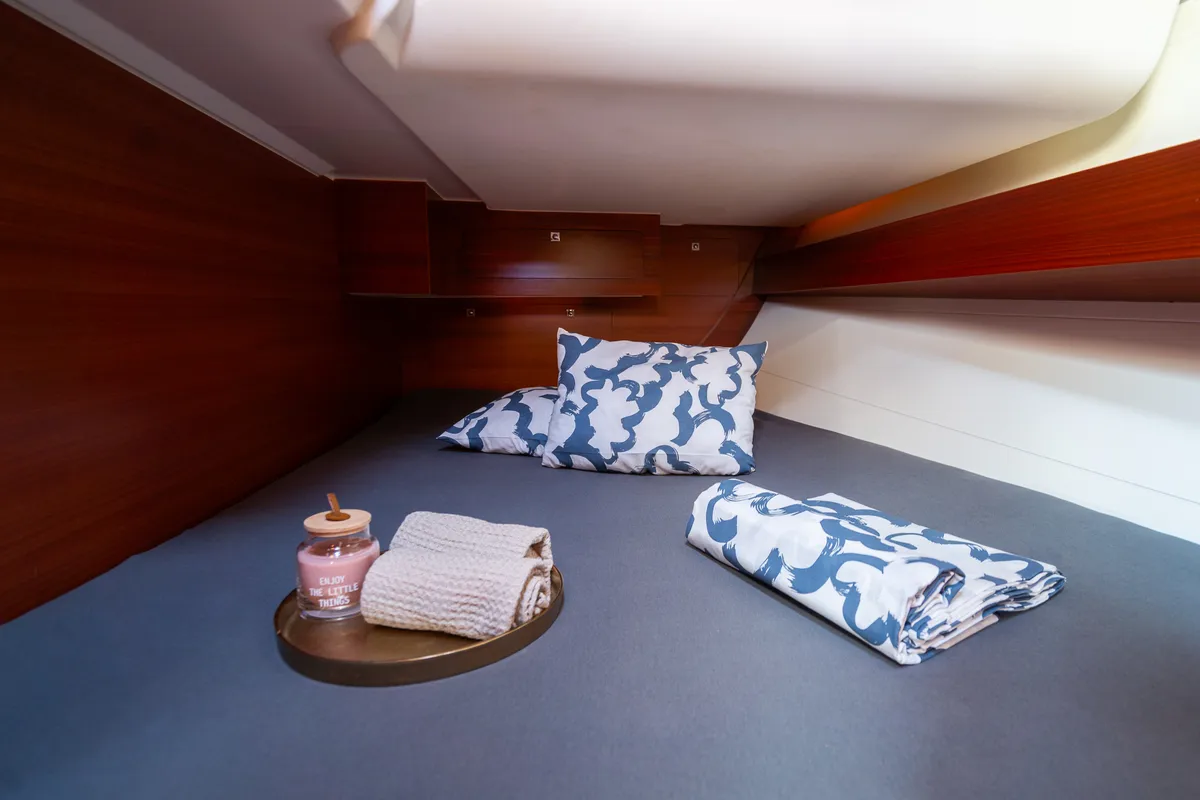 Cabin on Cetus, a Dufour 382 Grand Large sailboat at Grad Pula, Croatia