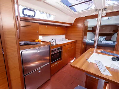 Galley of Cetus, a Dufour 382 Grand Large sailboat at Grad Pula, Croatia