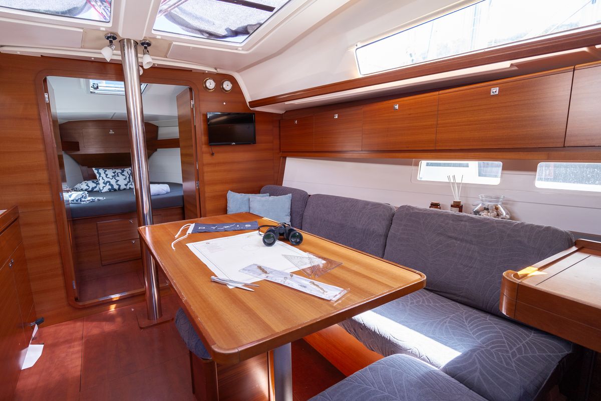 Salon of Cetus, a Dufour 382 Grand Large sailboat at Grad Pula, Croatia