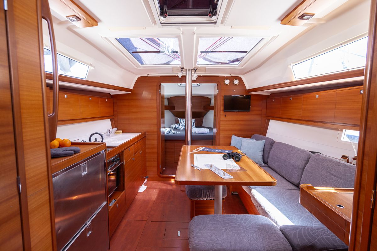 Salon of Cetus, a Dufour 382 Grand Large sailboat at Grad Pula, Croatia