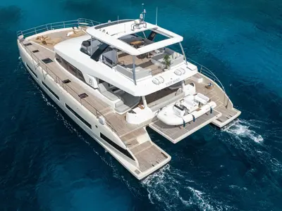 Siete Mares, a Lagoon Lagoon Seventy 8 catamaran at Olbia, Italy
