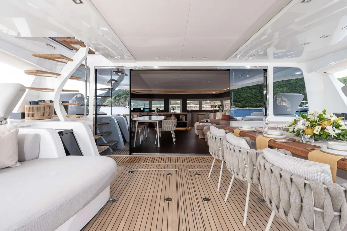 Siete Mares, a Lagoon Lagoon Seventy 8 catamaran at Olbia, Italy