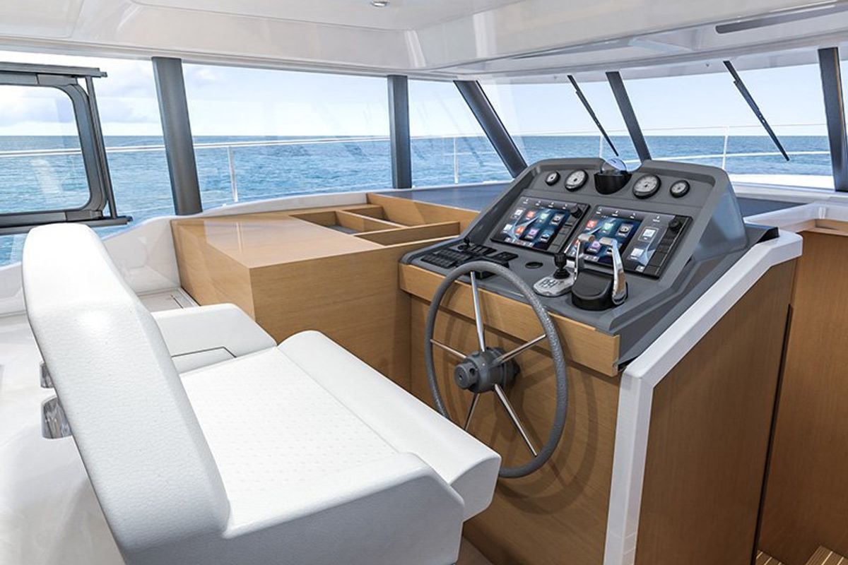 Cockpit of Ocean Dreamer, a Beneteau Swift Trawler 47 yacht at Grad Šibenik, Croatia