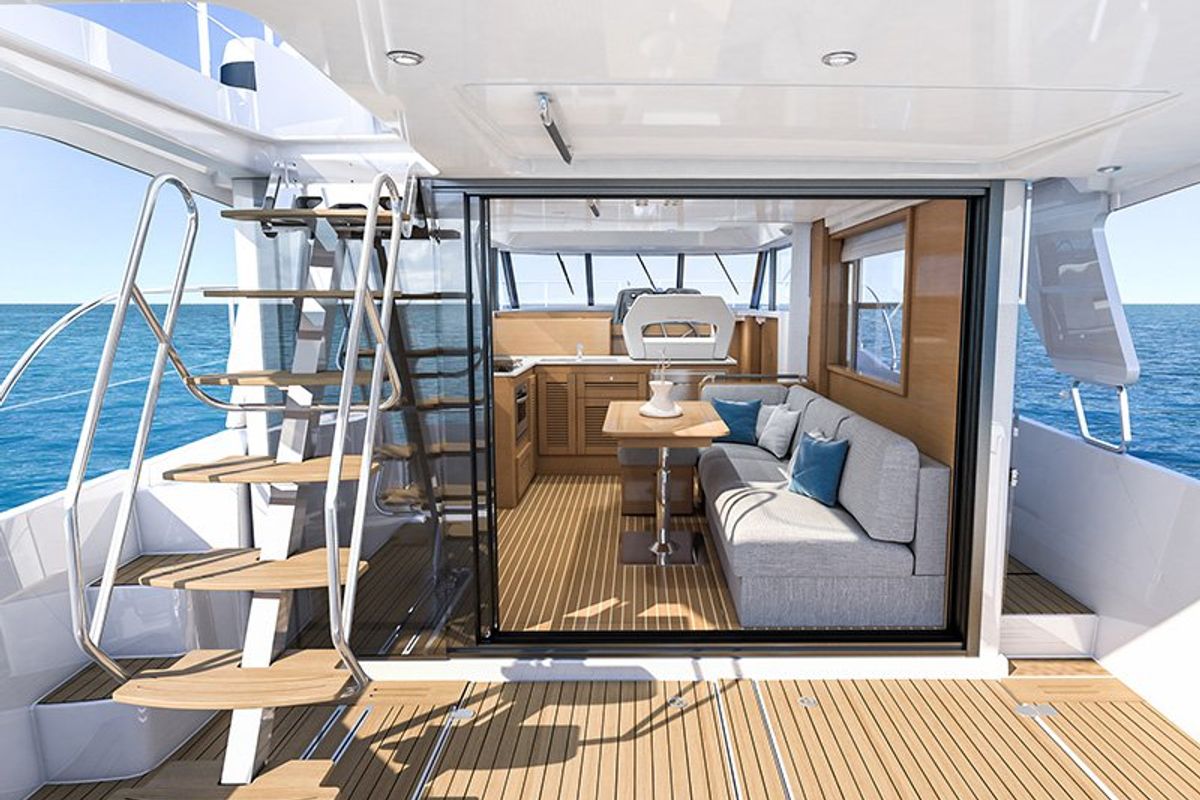 Deck of Ocean Dreamer, a Beneteau Swift Trawler 47 yacht at Grad Šibenik, Croatia