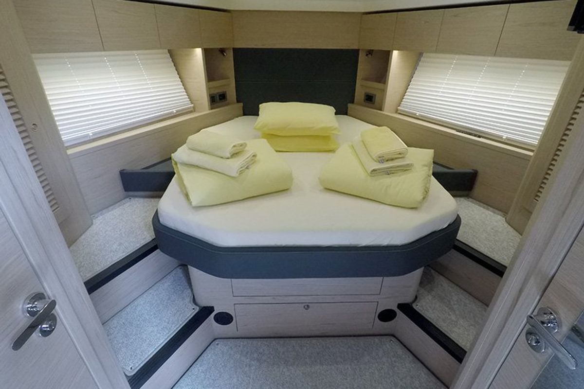Cabin on Ocean Dreamer, a Beneteau Swift Trawler 47 yacht at Grad Šibenik, Croatia