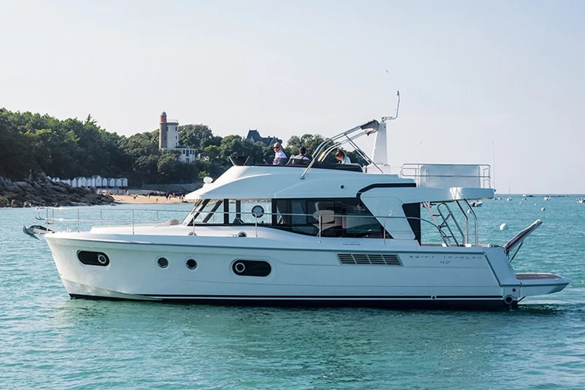 Exterior view of Ocean Dreamer, a Beneteau Swift Trawler 47 yacht at Grad Šibenik, Croatia