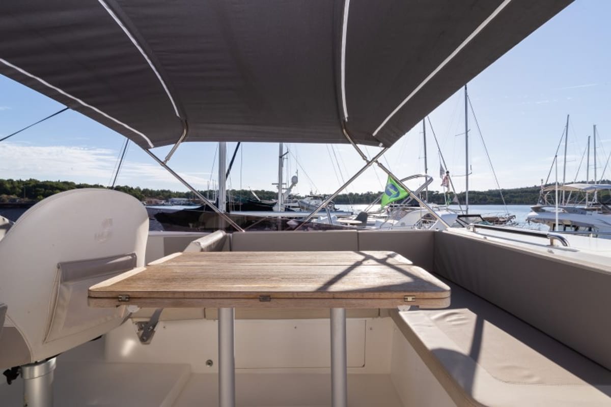 Deck of Ocean Dreamer, a Beneteau Swift Trawler 47 yacht at Grad Šibenik, Croatia