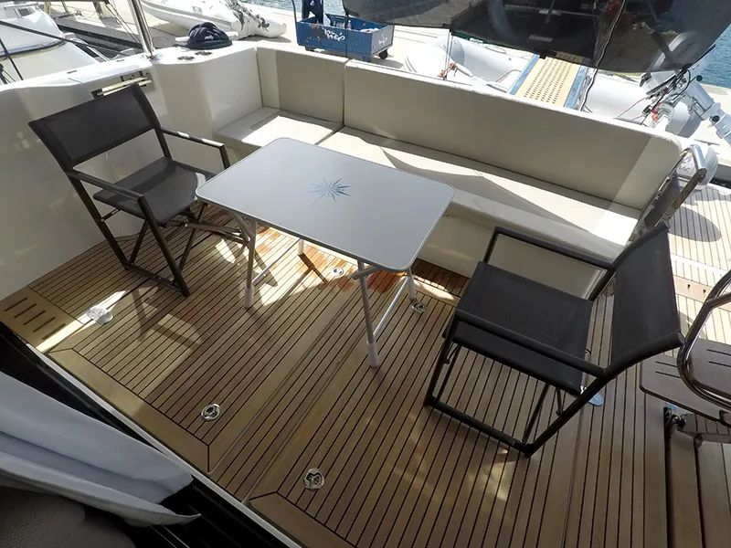 Deck of Ocean Dreamer, a Beneteau Swift Trawler 47 yacht at Grad Šibenik, Croatia