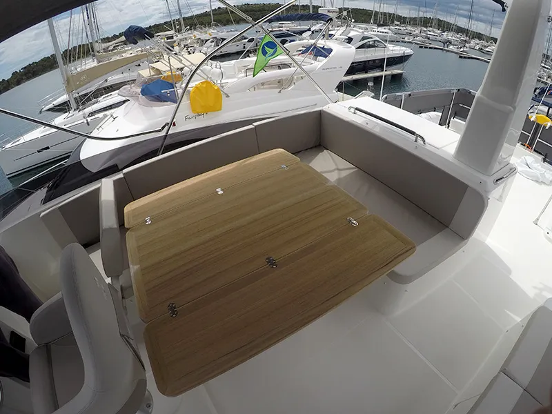 Deck of Ocean Dreamer, a Beneteau Swift Trawler 47 yacht at Grad Šibenik, Croatia