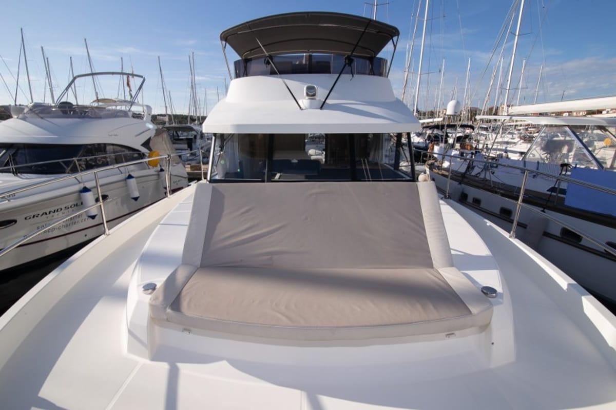 Deck of Ocean Dreamer, a Beneteau Swift Trawler 47 yacht at Grad Šibenik, Croatia
