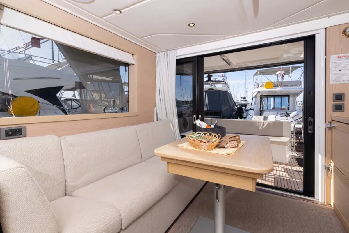 Salon of Ocean Dreamer, a Beneteau Swift Trawler 47 yacht at Grad Šibenik, Croatia
