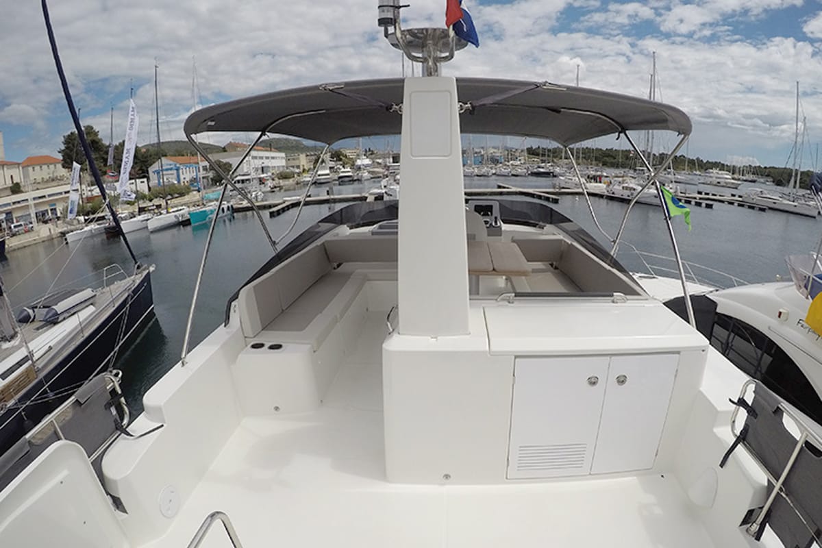 Deck of Ocean Dreamer, a Beneteau Swift Trawler 47 yacht at Grad Šibenik, Croatia