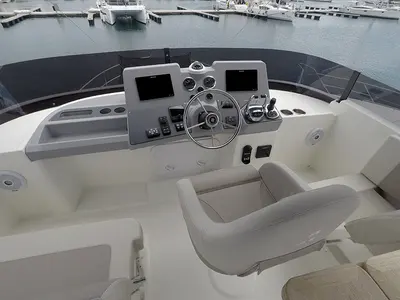 Cockpit of Ocean Dreamer, a Beneteau Swift Trawler 47 yacht at Grad Šibenik, Croatia