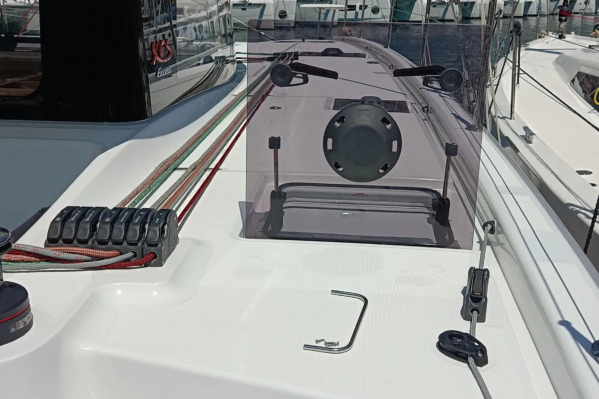 Deck of Insieme, a Excess 11 catamaran at Dubrovnik, Croatia