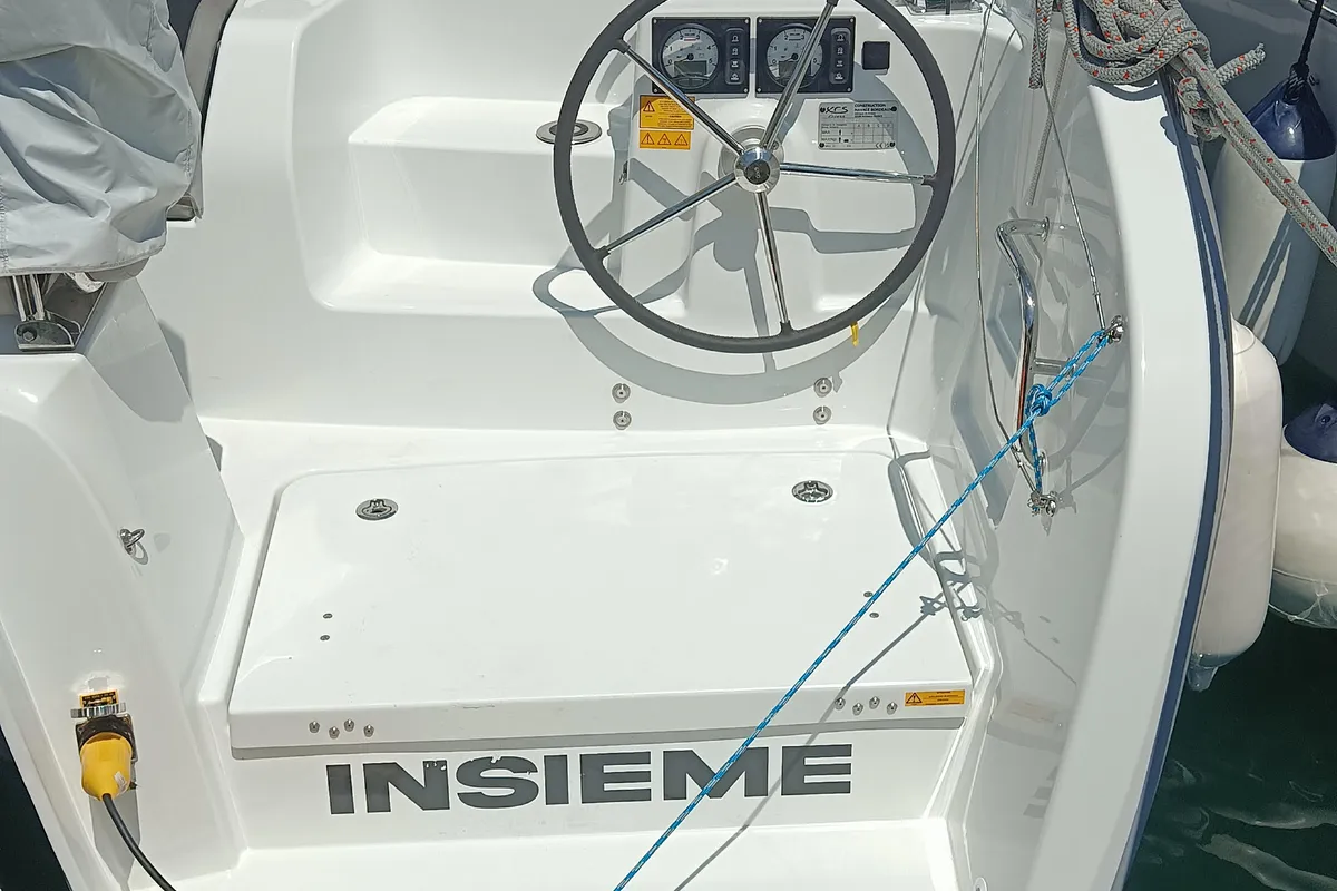 Cockpit of Insieme, a Excess 11 catamaran at Dubrovnik, Croatia