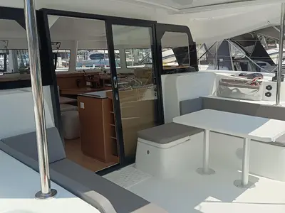Deck of Insieme, a Excess 11 catamaran at Dubrovnik, Croatia