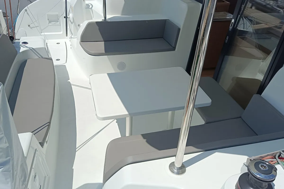 Deck of Insieme, a Excess 11 catamaran at Dubrovnik, Croatia