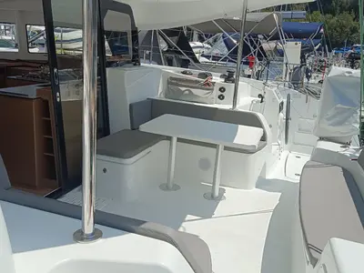 Cockpit of Insieme, a Excess 11 catamaran at Dubrovnik, Croatia