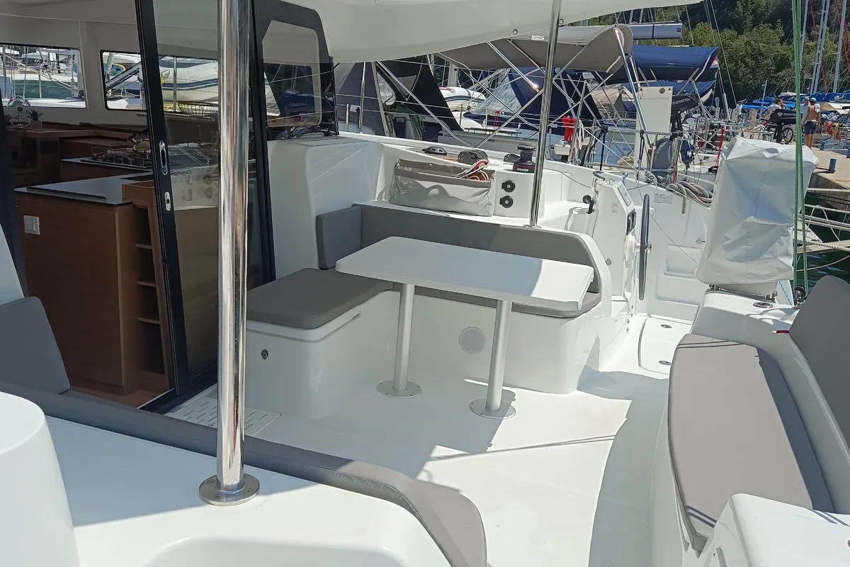 Cockpit of Insieme, a Excess 11 catamaran at Dubrovnik, Croatia
