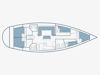 Floor plan of Lollipop, a Bavaria 50 sailboat at Municipal Unit of Lefkada, Greece