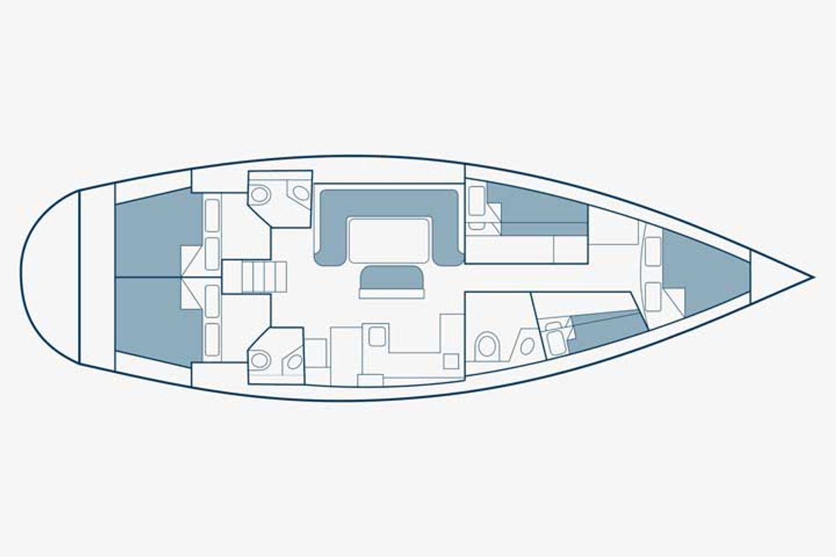 Floor plan of Lollipop, a Bavaria 50 sailboat at Municipal Unit of Lefkada, Greece