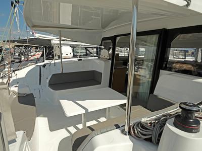 Deck of Bronze Kiss, a Excess 11 - 4 + 1 + 1 cab. catamaran at Split, Croatia
