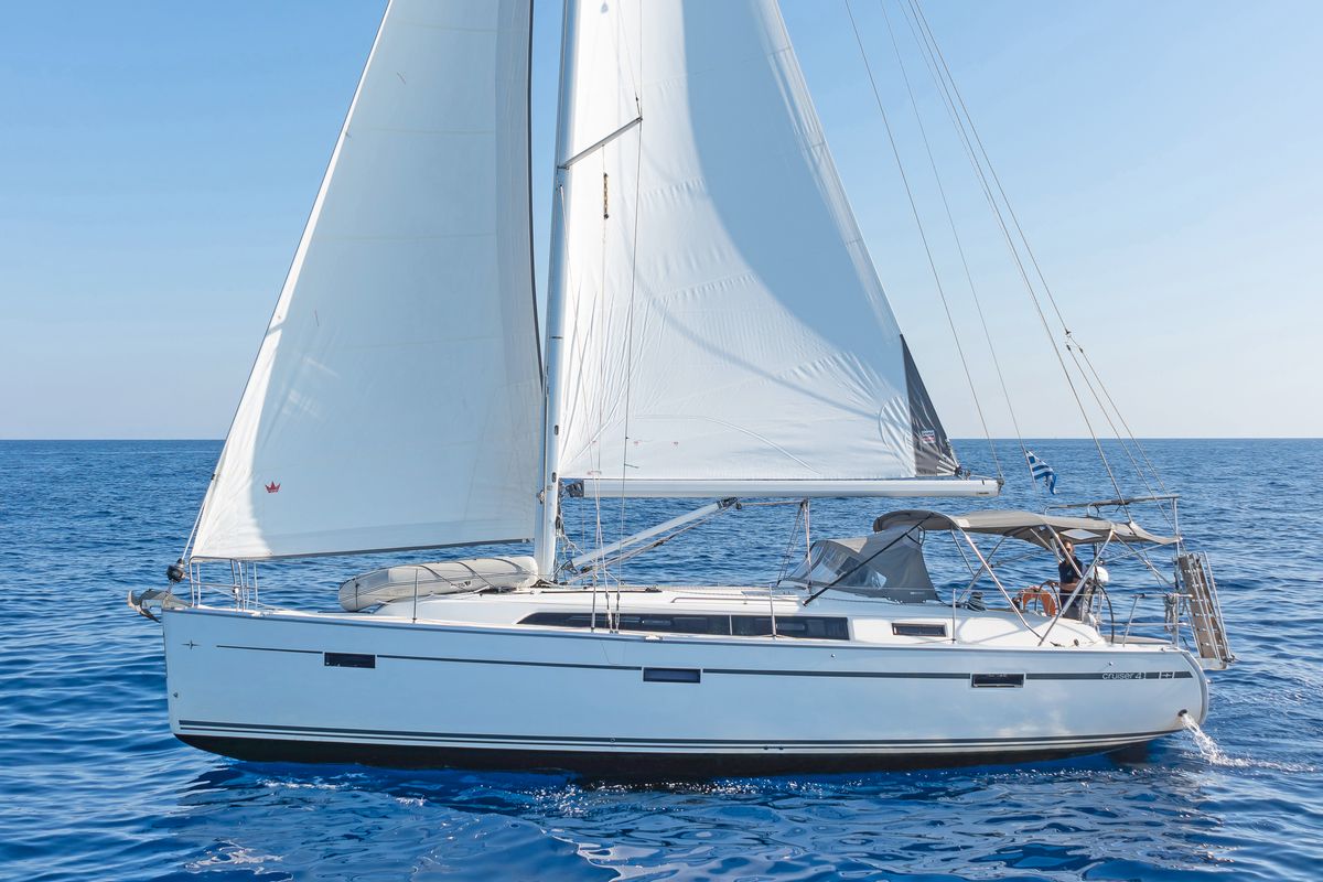 Exterior view of Laertis, a Bavaria Cruiser 41 sailboat at Volos Municipality, Greece
