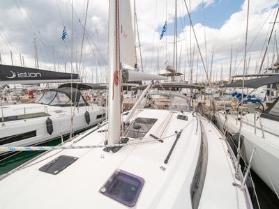 Deck of Laertis, a Bavaria Cruiser 41 sailboat at Volos Municipality, Greece