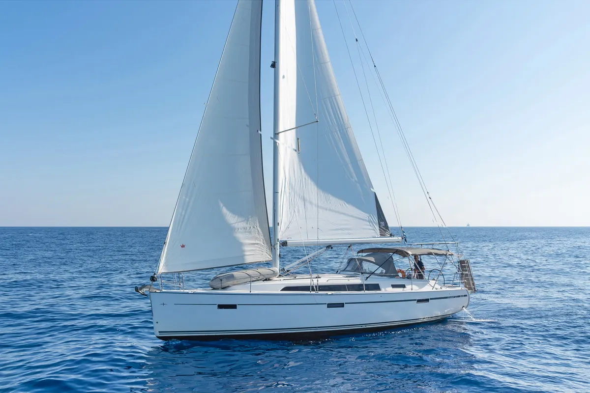 Exterior view of Laertis, a Bavaria Cruiser 41 sailboat at Volos Municipality, Greece