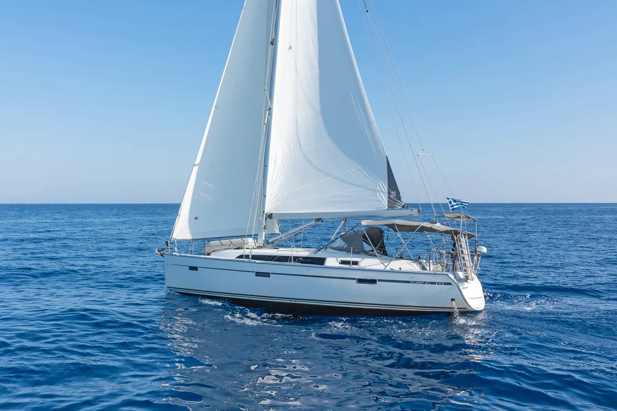 Exterior view of Laertis, a Bavaria Cruiser 41 sailboat at Volos Municipality, Greece