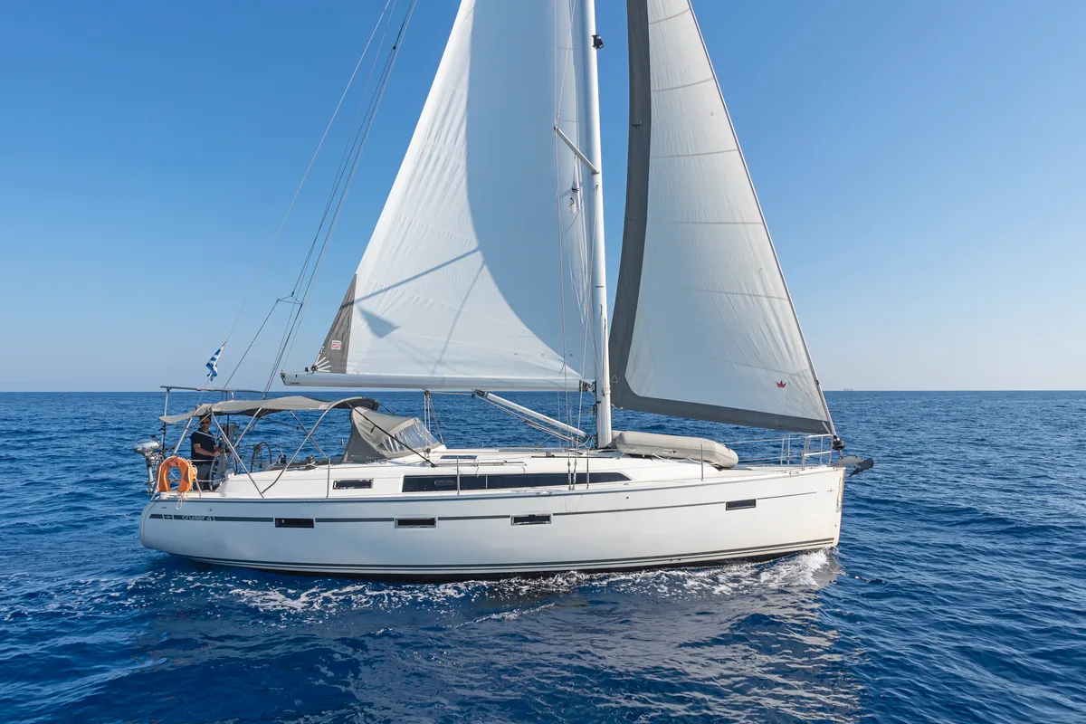 Exterior view of Laertis, a Bavaria Cruiser 41 sailboat at Volos Municipality, Greece