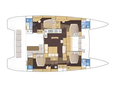 Floor plan of Lagoon 560 2011, a Lagoon Lagoon 560 catamaran at Athens, Greece
