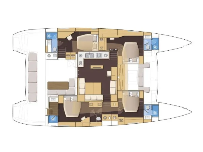 Floor plan of Lagoon 560 2011, a Lagoon Lagoon 560 catamaran at Athens, Greece