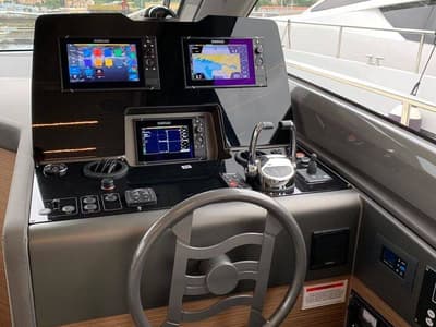 Cockpit of Dream, a Ferretti Yachts 450 yacht at Grad Šibenik, Croatia