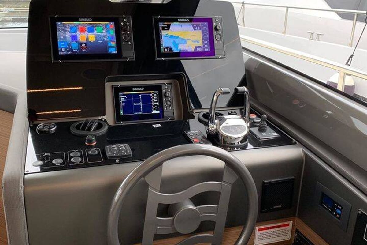 Cockpit of Dream, a Ferretti Yachts 450 yacht at Grad Šibenik, Croatia