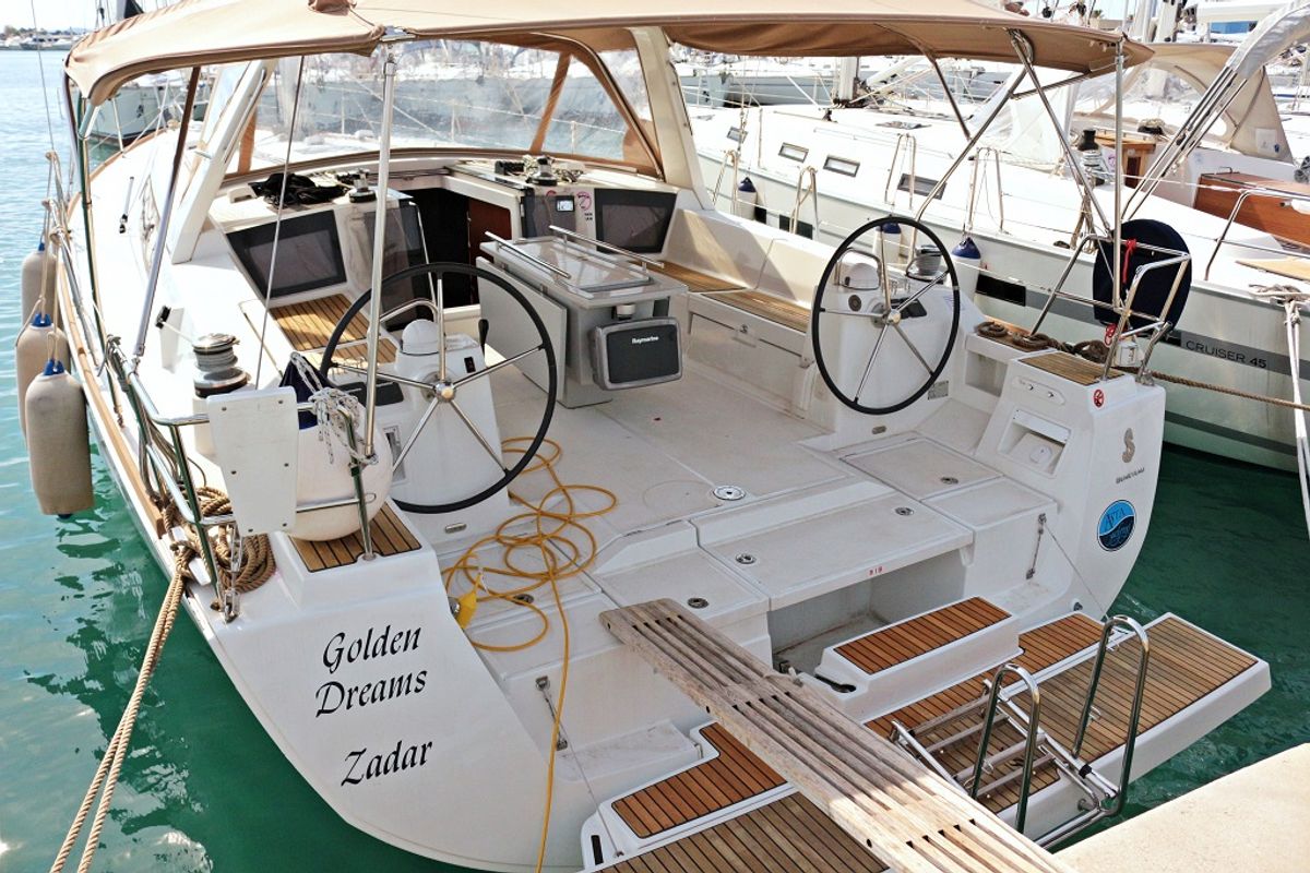 Deck of Golden Dreams, a Beneteau Oceanis 45 sailboat at Općina Sukošan, Croatia